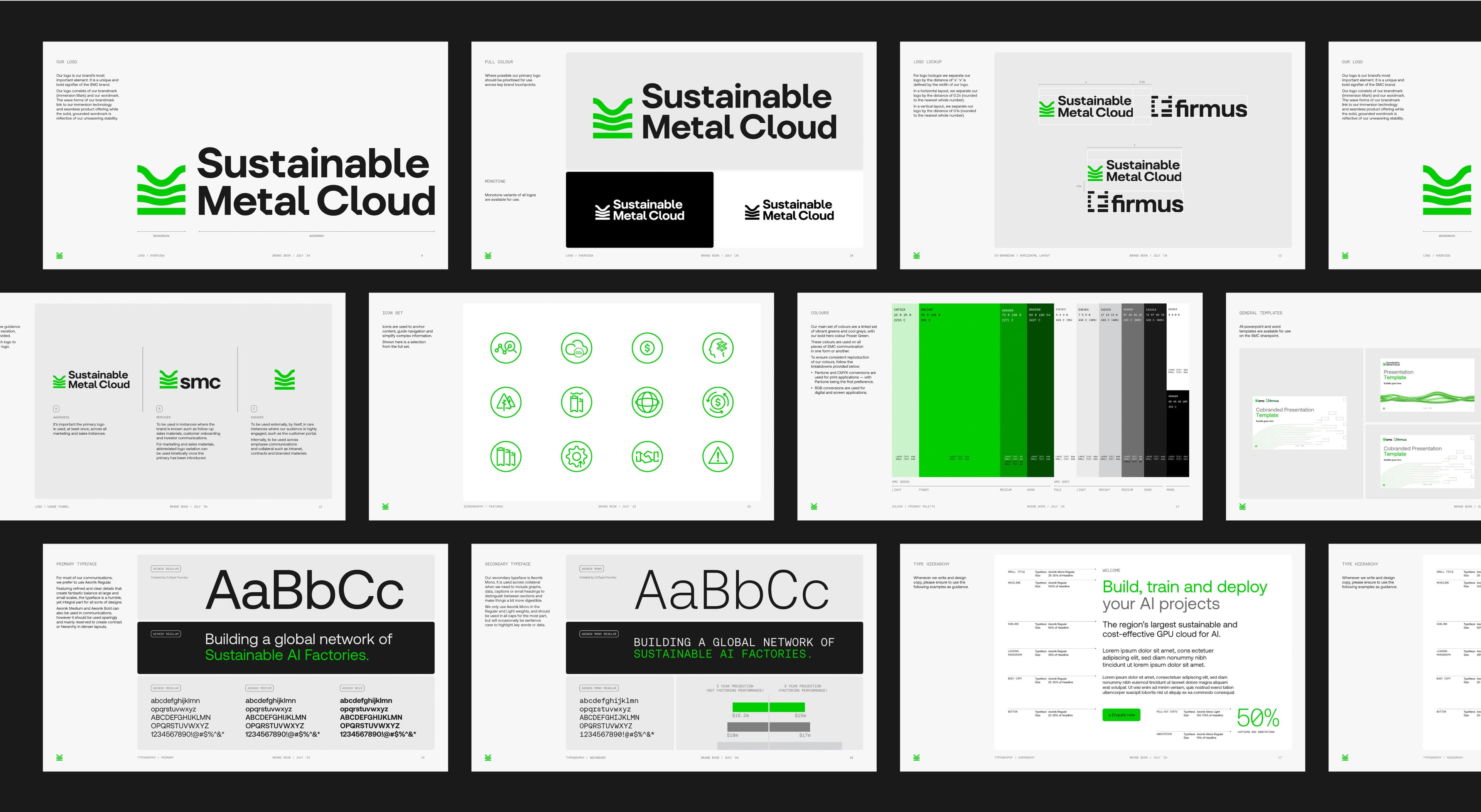 Final brand concept - showcasing the elements that make Sustainable Metal Cloud.