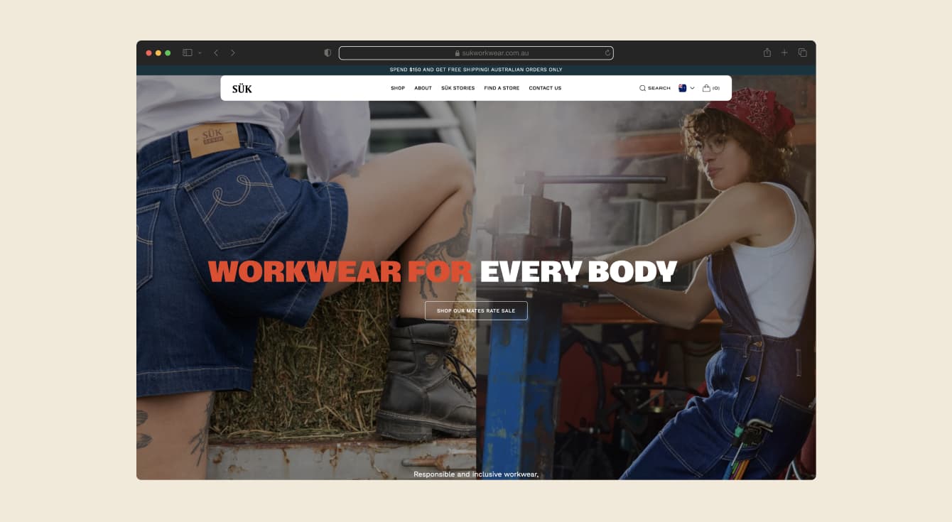 Bold hero imagery and typography – Suk digital web design by Your Creative agency