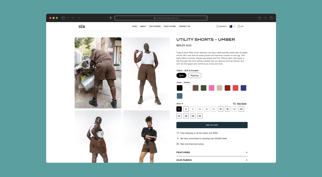 Suk Workwear brand storytelling concepts - web design presentation by Your Creative agency