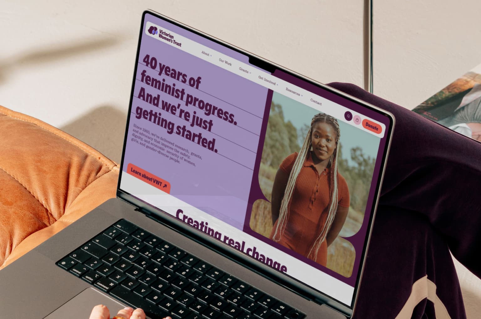 Victorian Women’s Trust website design shown on a laptop, part of a not-for-profit rebrand by Your Creative