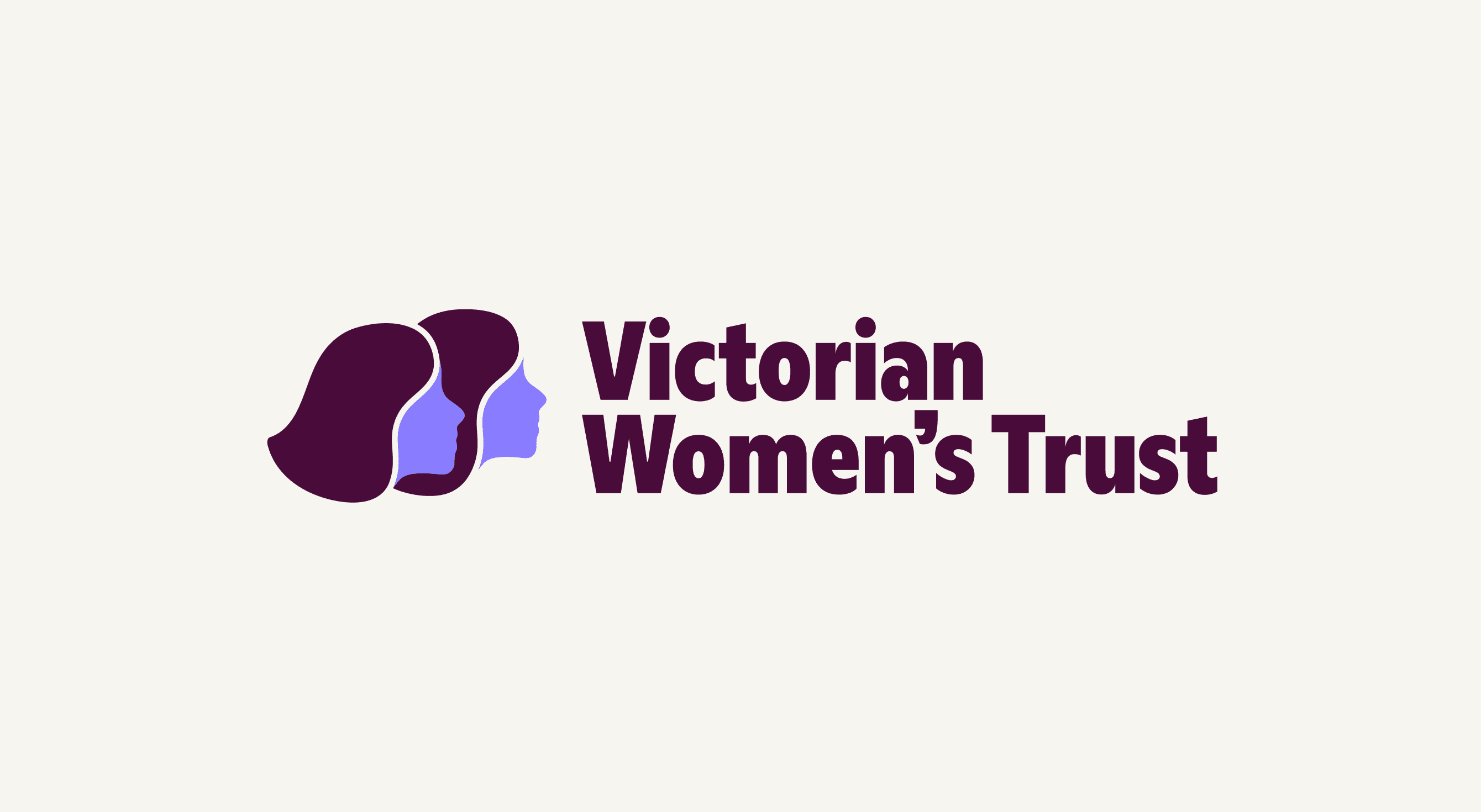 Victorian Women’s Trust logo, a plum and lilac brandmark beside the wordmark