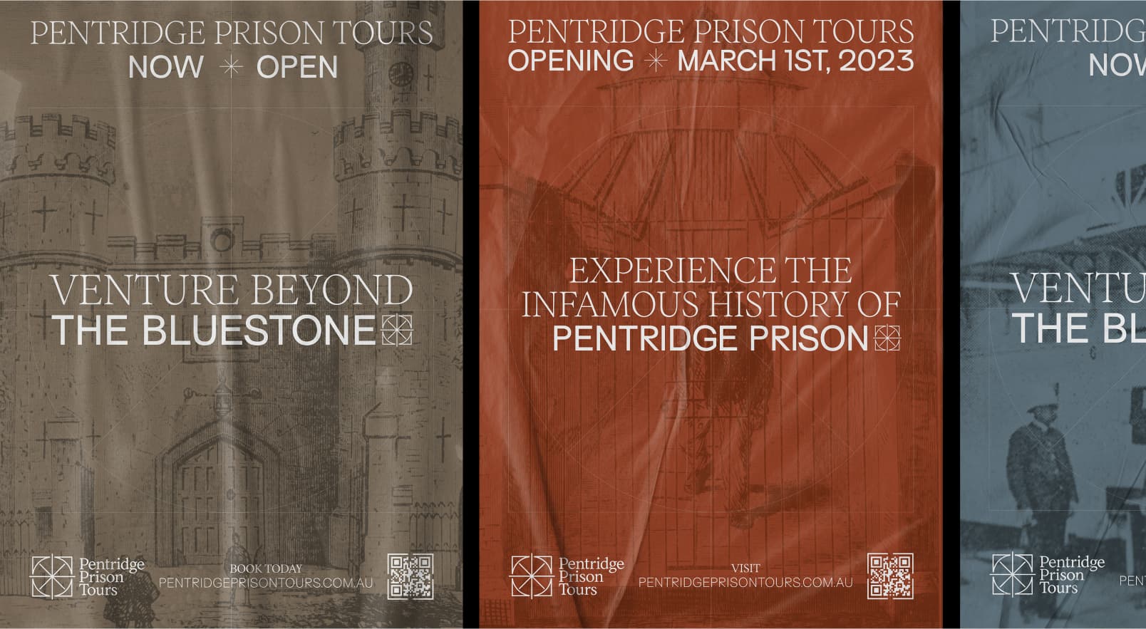 Brand collateral for Pentridge Prison Tours - design for one of Melbourne's notorious cultural assets.