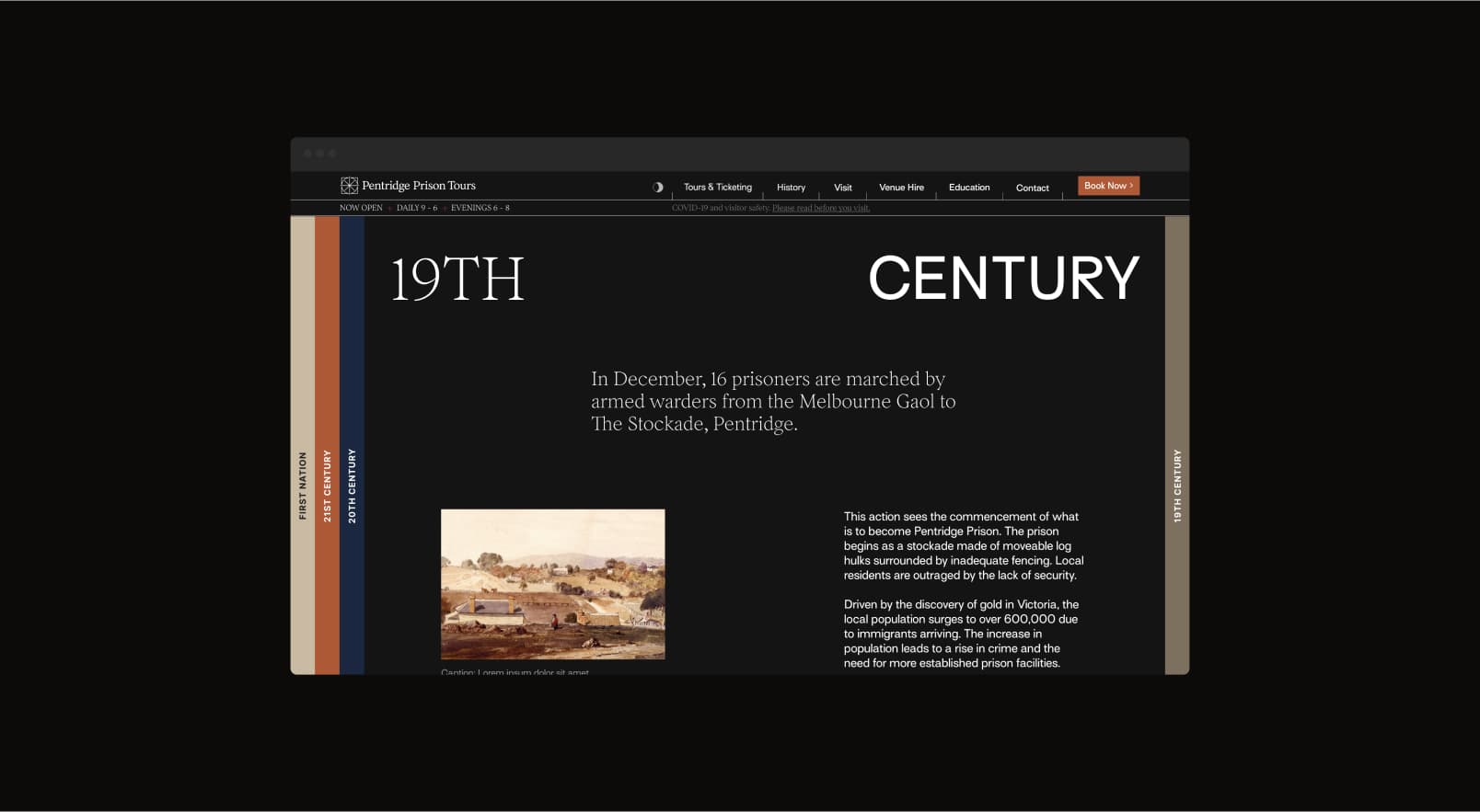 Web app for Pentridge Prison Tours - a web design for one of Melbourne's notorious cultural assets.