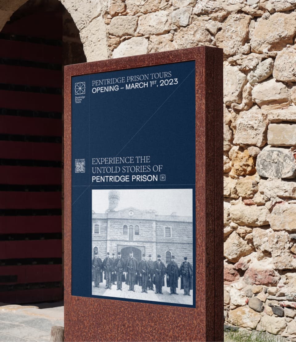 Brand collateral for Pentridge Prison Tours - a brand identity for one of Melbourne's notorious cultural assets.